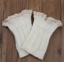 Load image into Gallery viewer, Winter Lace Trim Crochet Leg Warmers