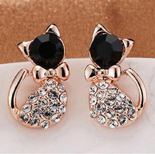 Load image into Gallery viewer, Rhinestone Ear Stud Cat Earrings