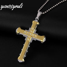 Load image into Gallery viewer, Copper Alloy Crystal Cross Pendant for Men