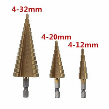 Load image into Gallery viewer, 3X HSS Step Titanium Coated Cone Drill Bit Set