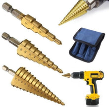 Load image into Gallery viewer, 3X HSS Step Titanium Coated Cone Drill Bit Set
