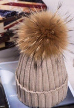 Load image into Gallery viewer, Fur Pom Pom Ski Hat