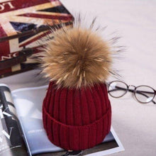 Load image into Gallery viewer, Fur Pom Pom Ski Hat