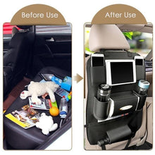 Load image into Gallery viewer, Leather Car Seat Back Organizer, iPad Mini Holder and Storage space