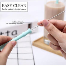 Load image into Gallery viewer, Reusable Drinking Straw Folding Silicone with Cleaning Brush Party Bar
