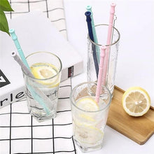 Load image into Gallery viewer, Reusable Drinking Straw Folding Silicone with Cleaning Brush Party Bar