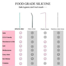Load image into Gallery viewer, Reusable Drinking Straw Folding Silicone with Cleaning Brush Party Bar