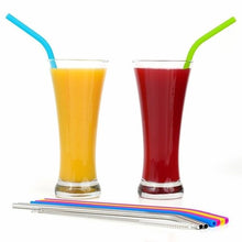 Load image into Gallery viewer, 6Pcs/9Pcs/1/Set Reusable Silicone Straws + Stainless Steel Metal Straws + Cleaner Brush + Bag for Tumblers Rumblers Cold Beverage