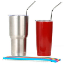 Load image into Gallery viewer, 6Pcs/9Pcs/1/Set Reusable Silicone Straws + Stainless Steel Metal Straws + Cleaner Brush + Bag for Tumblers Rumblers Cold Beverage
