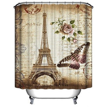 Load image into Gallery viewer, Eiffel Tower Print Bathroom Shower Curtain, Rug, Toilet Lid Cover, Floor Bath Mat