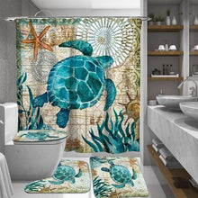 Load image into Gallery viewer, Sea Turtles Waterproof Bathroom Shower Curtain Toilet Cover Mat Non-Slip Rug Set