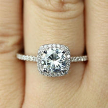 Load image into Gallery viewer, Halo Cushion Cut White Gold Diamond Engagement Ring