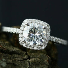 Load image into Gallery viewer, Halo Cushion Cut White Gold Diamond Engagement Ring