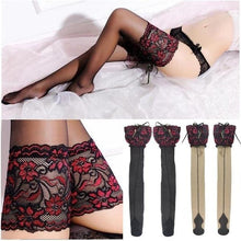 Load image into Gallery viewer, Ladies Fashion Tights Floral Lace Top Hold Up Thigh-Highs Stockings Pantyhose