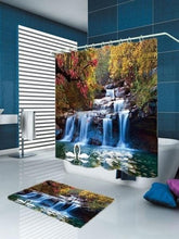Load image into Gallery viewer, 4Pcs/Set Swans Flowers Cascade Waterproof Shower Curtain Anti-slip Bath Mats Carpets Pedestal Rugs Toilet Seat Cover Bathroom Set