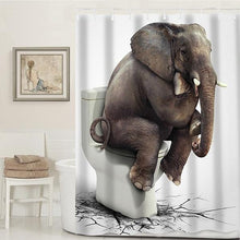 Load image into Gallery viewer, 4PCS Sitting Elephant Waterproof Bathroom Shower Curtain Toilet Cover Mat Non-Slip Rug Set