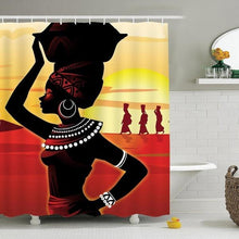Load image into Gallery viewer, 4Pcs Bathroom Suit African Girl Waterproof Toilet Cover Rug Mat Set Flannel Bathroom Shower Curtain