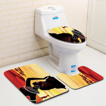 Load image into Gallery viewer, 4Pcs Bathroom Suit African Girl Waterproof Toilet Cover Rug Mat Set Flannel Bathroom Shower Curtain