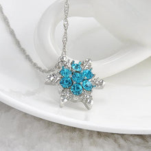 Load image into Gallery viewer, Charm Crystal Blue Snowflake Necklace