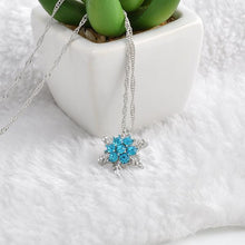 Load image into Gallery viewer, Charm Crystal Blue Snowflake Necklace