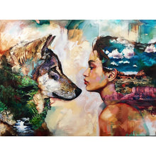 Load image into Gallery viewer, Jungle Girl & Wolf- 5D™ Diamond Painting Kit