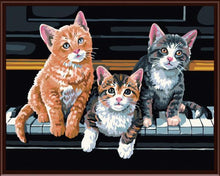 Load image into Gallery viewer, 3 Cats and Piano - Painting By Numbers