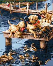 Load image into Gallery viewer, Dog & Duck Friendship - Painting By Numbers