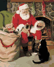 Load image into Gallery viewer, Santa and Black Cat- Painting By Numbers