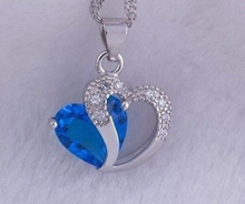 Load image into Gallery viewer, Sterling Silver Plated Blue Double Hearts Necklace & Pendant