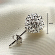 Load image into Gallery viewer, 8 MM Rhinestone Flower Bud Ball Stud Earrings