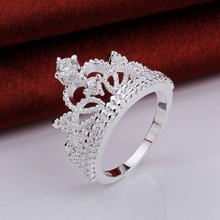 Load image into Gallery viewer, Size 7- 925 Silver Plated Princess Wedding Band Zircon Crown Ring