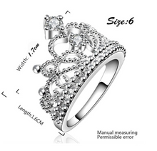 Load image into Gallery viewer, Size 7- 925 Silver Plated Princess Wedding Band Zircon Crown Ring