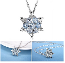 Load image into Gallery viewer, Blue Crystal Snowflake Silver Pendants Necklace