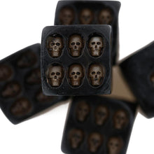 Load image into Gallery viewer, HANDMADE BLACK SKULL DICE (SET OF 5)