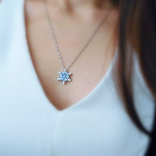 Load image into Gallery viewer, Charm Crystal Blue Snowflake Necklace