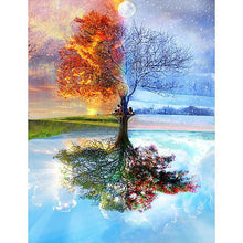 Load image into Gallery viewer, 4 Seasons Tree - 5D™ Diamond Painting Kit
