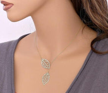 Load image into Gallery viewer, Silver 2 in 1 Leaves Necklace and Earrings Set
