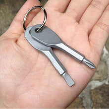 Load image into Gallery viewer, 2 Keys Stainless Keychain Screwdriver Pocket Tool
