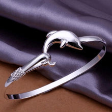 Load image into Gallery viewer, Silver Plated Dolphin Clasp Bracelet
