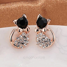 Load image into Gallery viewer, Rhinestone Ear Stud Cat Earrings
