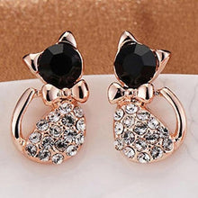 Load image into Gallery viewer, Rhinestone Ear Stud Cat Earrings
