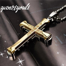 Load image into Gallery viewer, Copper Alloy Crystal Cross Pendant for Men
