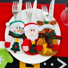 Load image into Gallery viewer, 3 Pcs/ Set Cute Christmas Xmas Decor Santa Kitchen Tableware Holder Pocket Dinner Bag
