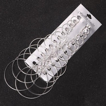 Load image into Gallery viewer, 6/12 pack Silver Alloy Big Hoop Earring Set
