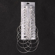 Load image into Gallery viewer, 6/12 pack Silver Alloy Big Hoop Earring Set
