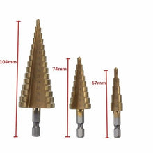 Load image into Gallery viewer, 3X HSS Step Titanium Coated Cone Drill Bit Set
