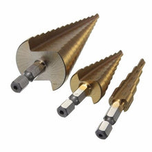 Load image into Gallery viewer, 3X HSS Step Titanium Coated Cone Drill Bit Set

