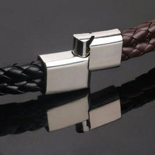 Load image into Gallery viewer, Brown Genuine Leather Weave Mens Bracelet
