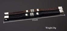 Load image into Gallery viewer, Brown Genuine Leather Weave Mens Bracelet
