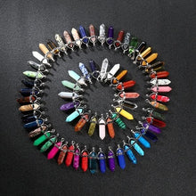 Load image into Gallery viewer, Multi-color 15 stone pack Bullet Shape Healing Pointed Quartz Chakra Pendants
